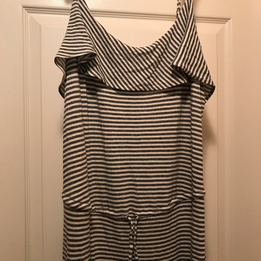 Grey and White Striped Maxi Dress